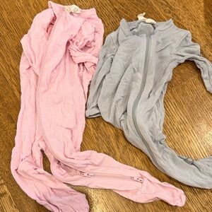 Kyte BABY Pink and Gray Zip Front Baby Sleepers